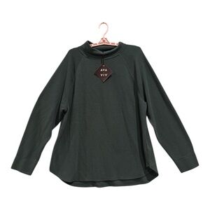 AVA & VIV Women’s Mock Neck Sweatshirt Green Long Sleeve Size 1X